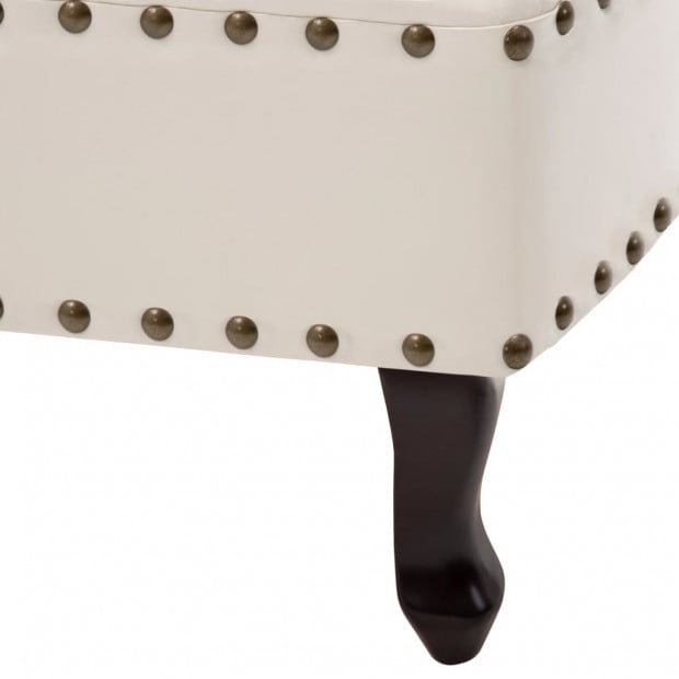 Chaise Longue Cream White Faux Leather Image 7