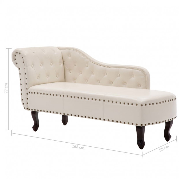 Chaise Longue Cream White Faux Leather Image 8