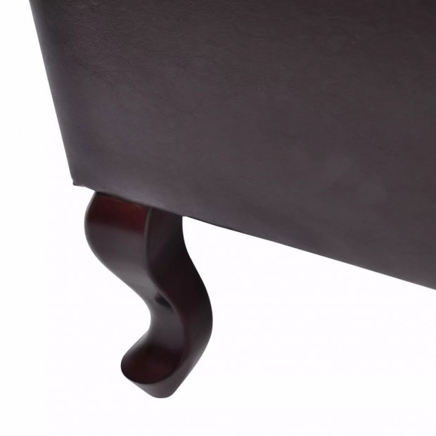 Armchair With Footstool Dark Brown Faux Leather Image 4