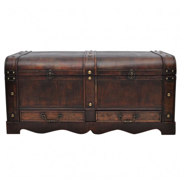 Wooden Treasure Chest Large Brown Image 4