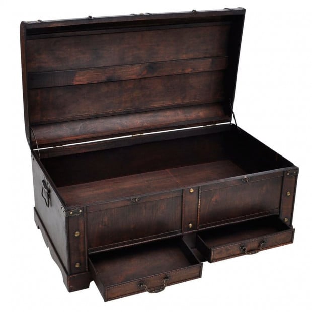 Wooden Treasure Chest Large Brown Image 5