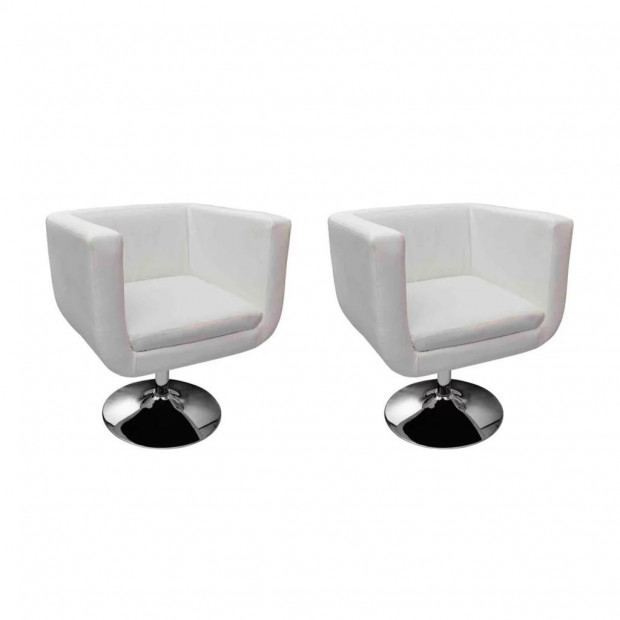 Bar Chairs 2 Pcs White Faux Leather