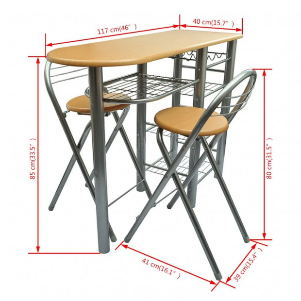 Kitchen / Breakfast Bar / Table And Chairs Set Wood Image 6