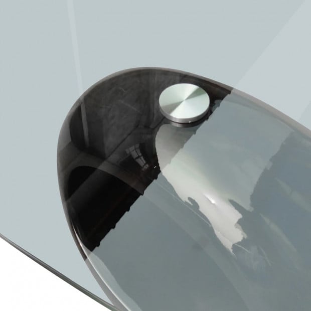 Coffee Table With Oval Glass Top High Gloss Black Image 5