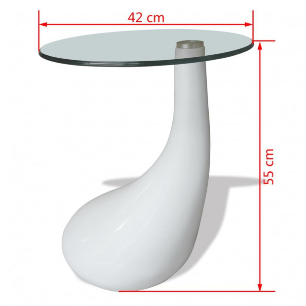 Coffee Table With Round Glass Top High Gloss White Image 6