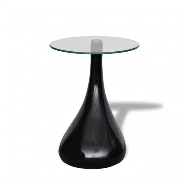 Coffee Table With Round Glass Top High Gloss Black Image 3