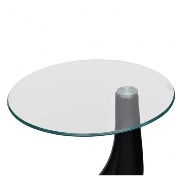 Coffee Table With Round Glass Top High Gloss Black Image 4