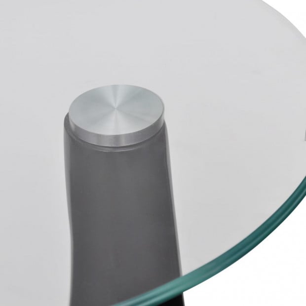 Coffee Table With Round Glass Top High Gloss Black Image 5