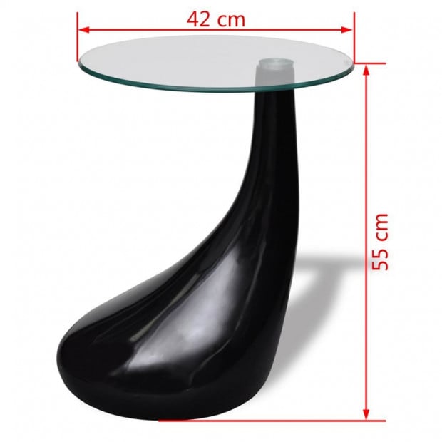 Coffee Table With Round Glass Top High Gloss Black Image 7
