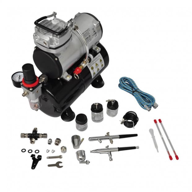 Airbrush Compressor Set With 2 Pistols Image 2