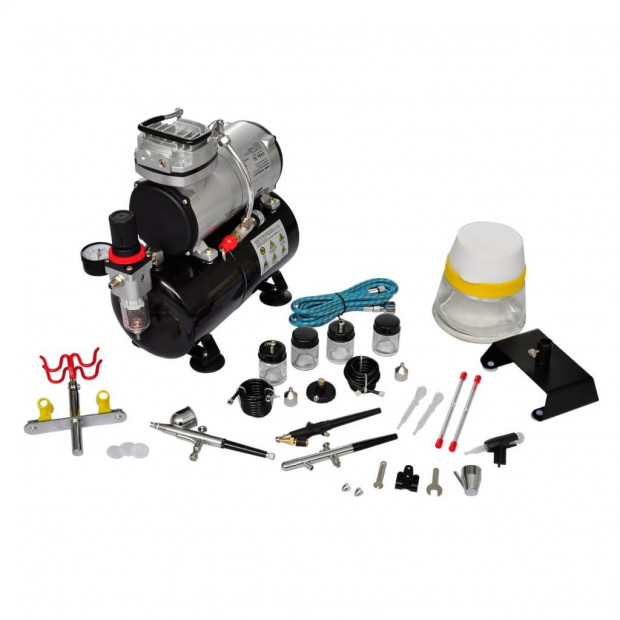 Airbrush Compressor Set With 3 Pistols 310 X 150 X 310 Mm Image 2