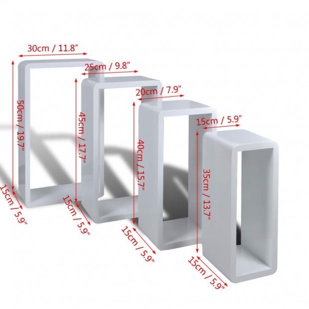 Cuboid Shelf Set Of 4 White Image 6