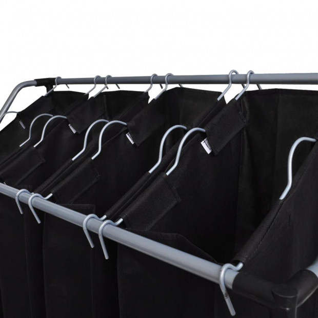 Laundry Sorter With 4 Bags Black Grey Image 3