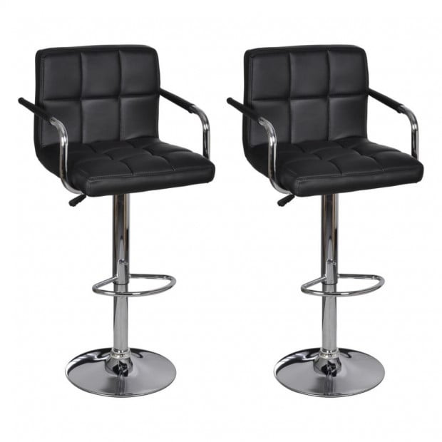 New Bar Stools 2 Pcs Black Faux Leather
