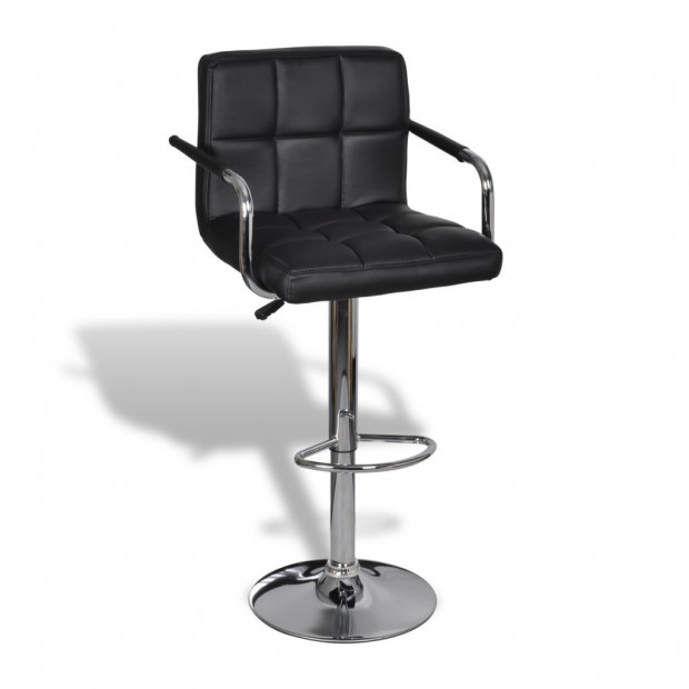 New Bar Stools 2 Pcs Black Faux Leather Image 3