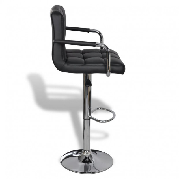 New Bar Stools 2 Pcs Black Faux Leather Image 5
