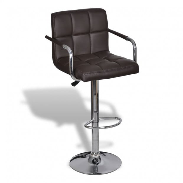 New Bar Stools 2 Pcs Brown Faux Leather Image 3