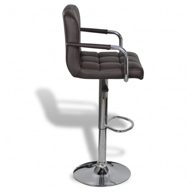 New Bar Stools 2 Pcs Brown Faux Leather Image 5