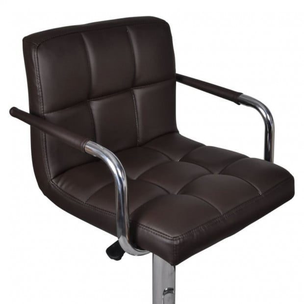 New Bar Stools 2 Pcs Brown Faux Leather Image 6
