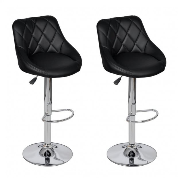 Bar Stools 2 Pcs Black Faux Leather Image 2