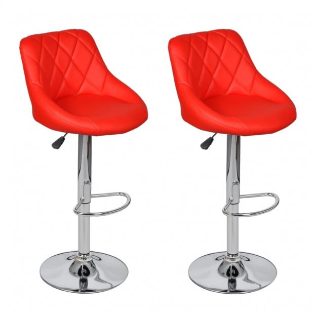 Bar Stools 2 Pcs Red Faux Leather