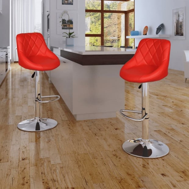 Bar Stools 2 Pcs Red Faux Leather Image 2
