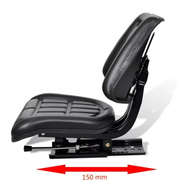 Tractor Seat With Backrest Black Image 5