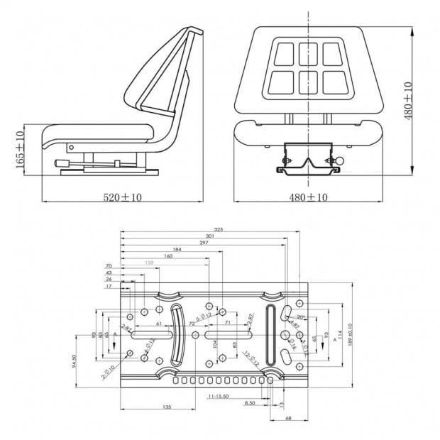 Tractor Seat With Backrest Black Image 6