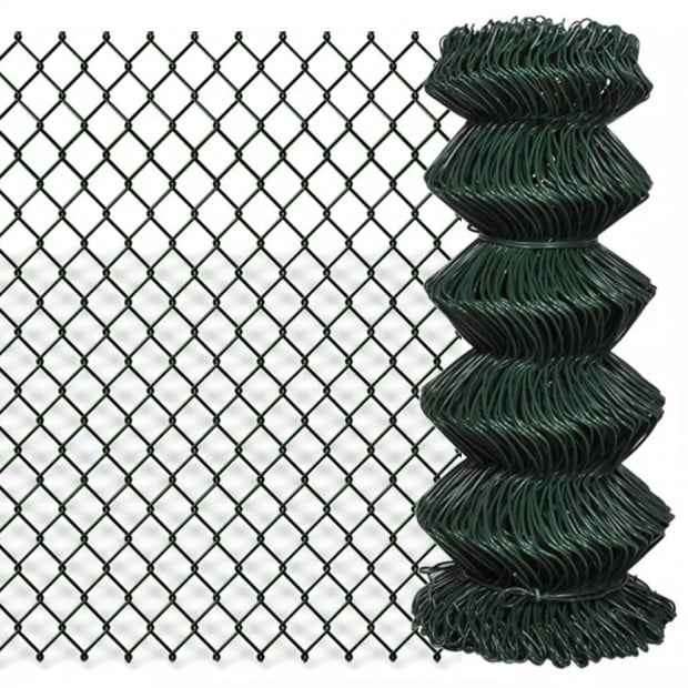 Chain Link Fence Galvanised Steel 0.8x15 M Green