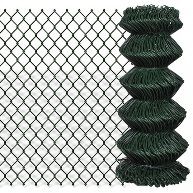 Chain Link Fence Galvanised Steel 0.8x25 M Green