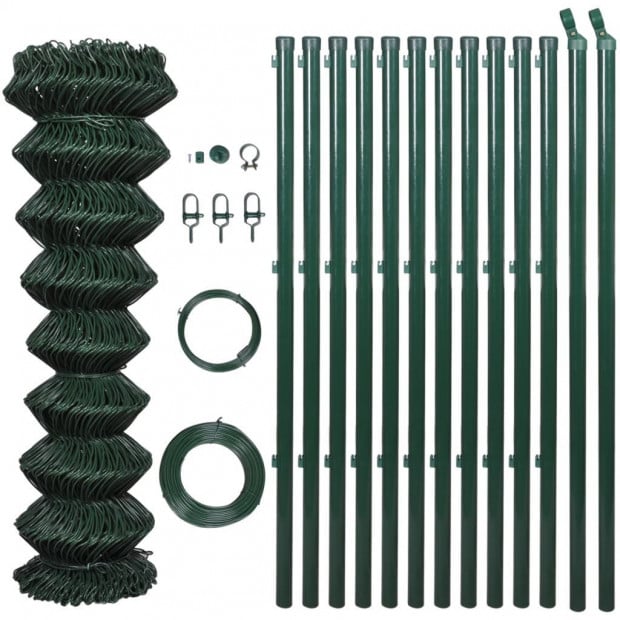 Chain Fence 1,25 X 15 M Green With Posts & All Hardware Image 2