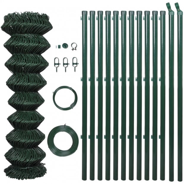 Chain Fence 1,25 X 25 M Green With Posts & All Hardware