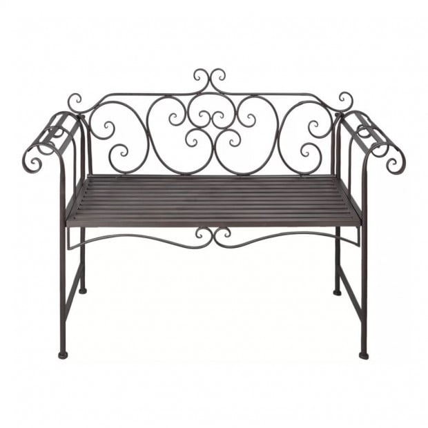 Garden Bench 132 Cm Steel Antique Brown Image 2