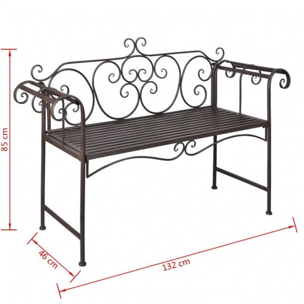 Garden Bench 132 Cm Steel Antique Brown Image 5