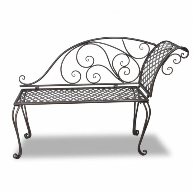 Garden Chaise Lounge 128 Cm Steel Antique Brown Image 2