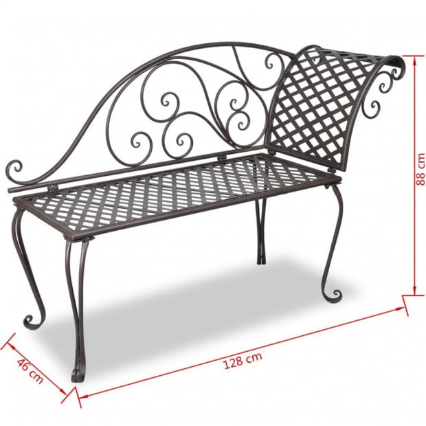 Garden Chaise Lounge 128 Cm Steel Antique Brown Image 4