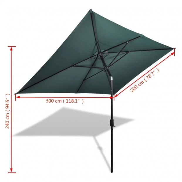 Parasol 200 X 300 Cm Green Rectangular Image 6