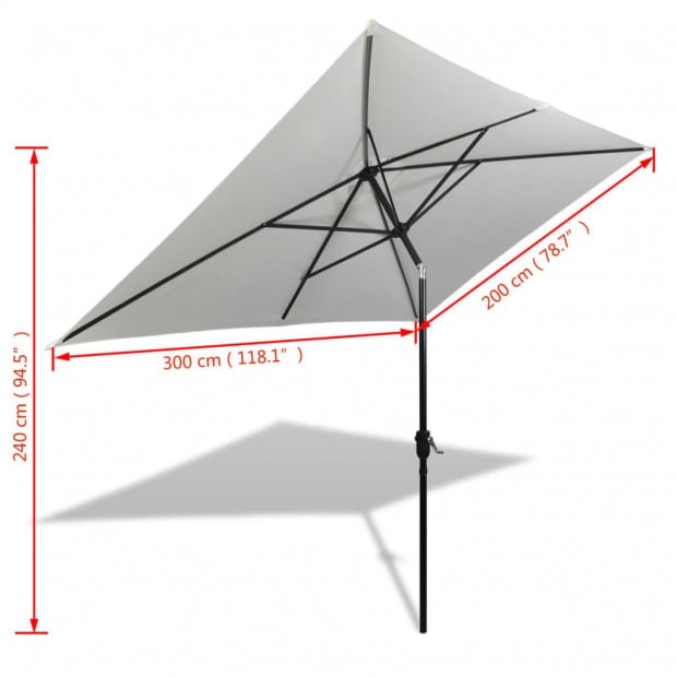Parasol 200 X 300 Cm Sand White Rectangular Image 6