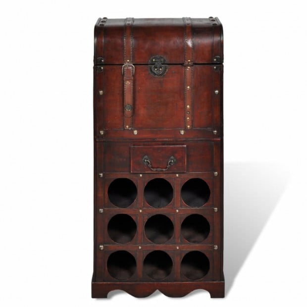 Wooden Wine Rack For 9 Bottles With Storage Image 2