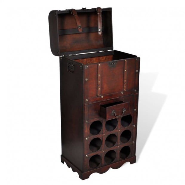 Wooden Wine Rack For 9 Bottles With Storage Image 3