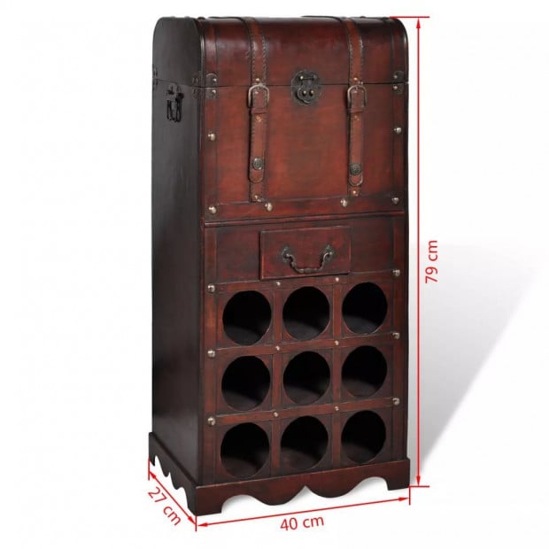 Wooden Wine Rack For 9 Bottles With Storage Image 4