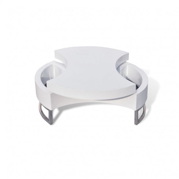 Coffee Table Shape-adjustable High Gloss White Image 3