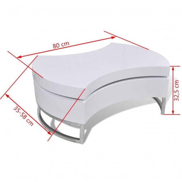 Coffee Table Shape-adjustable High Gloss White Image 6