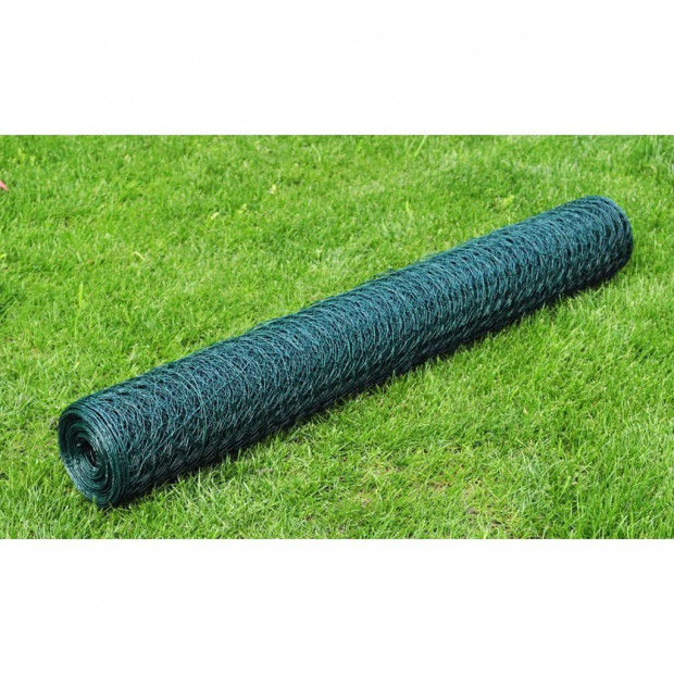 Chicken Wire Fence Galvanised With Pvc Coating 25x1 M Green