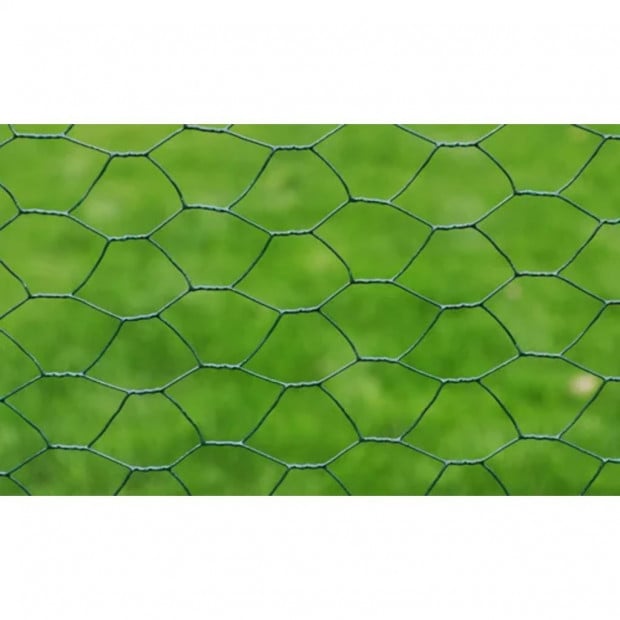 Chicken Wire Fence Galvanised With Pvc Coating 25x1 M Green Image 3