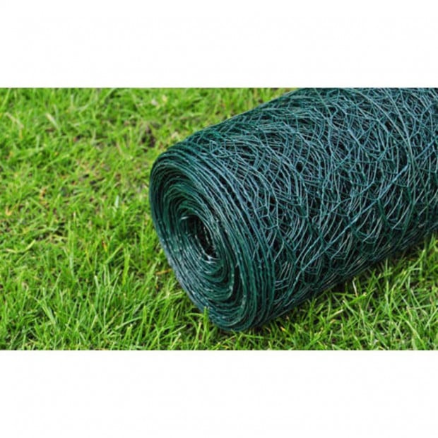 Chicken Wire Fence Galvanised With Pvc Coating 25x1 M Green Image 4