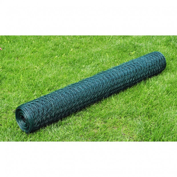 Chicken Wire Fence Galvanised With Pvc Coating 25x1 M Green