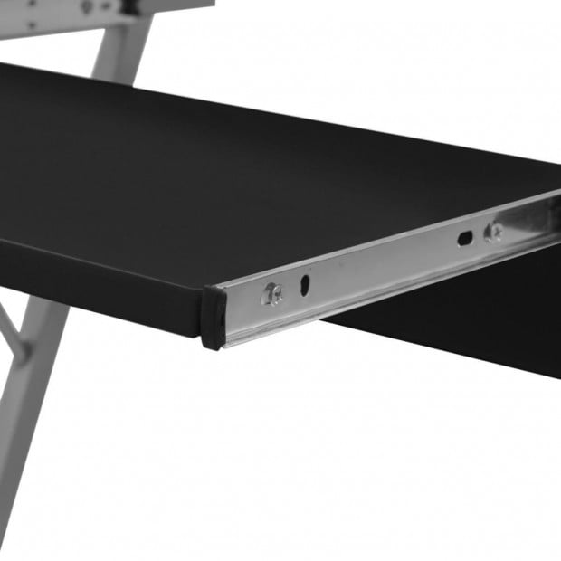 Computer Desk Pull Out Tray Furniture Office Student Table Black Image 3