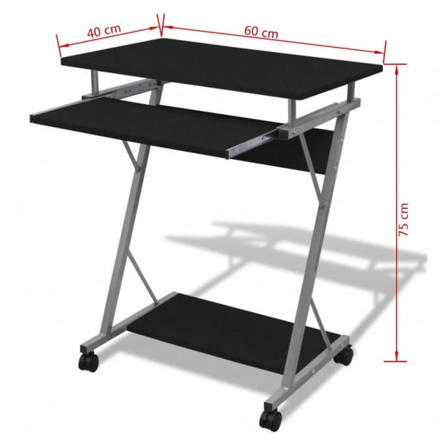 Computer Desk Pull Out Tray Furniture Office Student Table Black Image 5