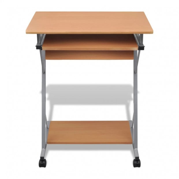 Computer Desk Pull Out Tray Brown Furniture Office Student Table Image 2